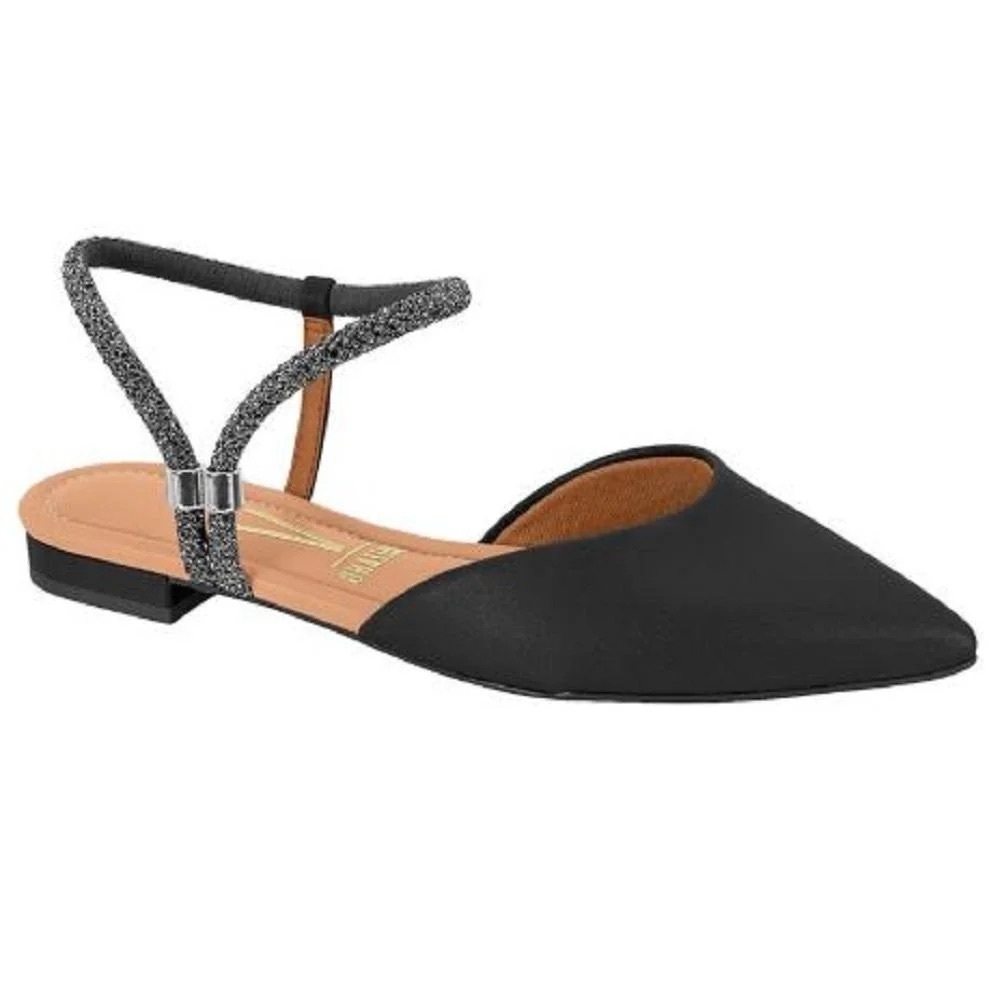 VIZZANO Women’s Jewel Strap Elegant Black Women's Flats, Size 6, New